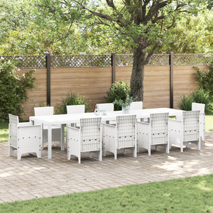 Tavolo da Giardino Bianco 350x100x73 cm Poly Rattan
