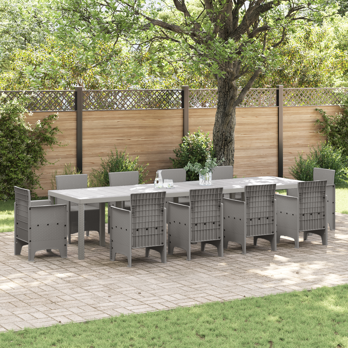 Tavolo da Giardino  Grigio Chiaro 350x100x73 cm Poly Rattan