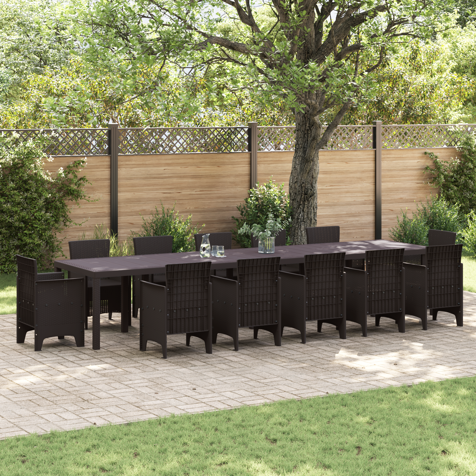 Tavolo da Giardino Marrone 400x100x73 cm Poly Rattan