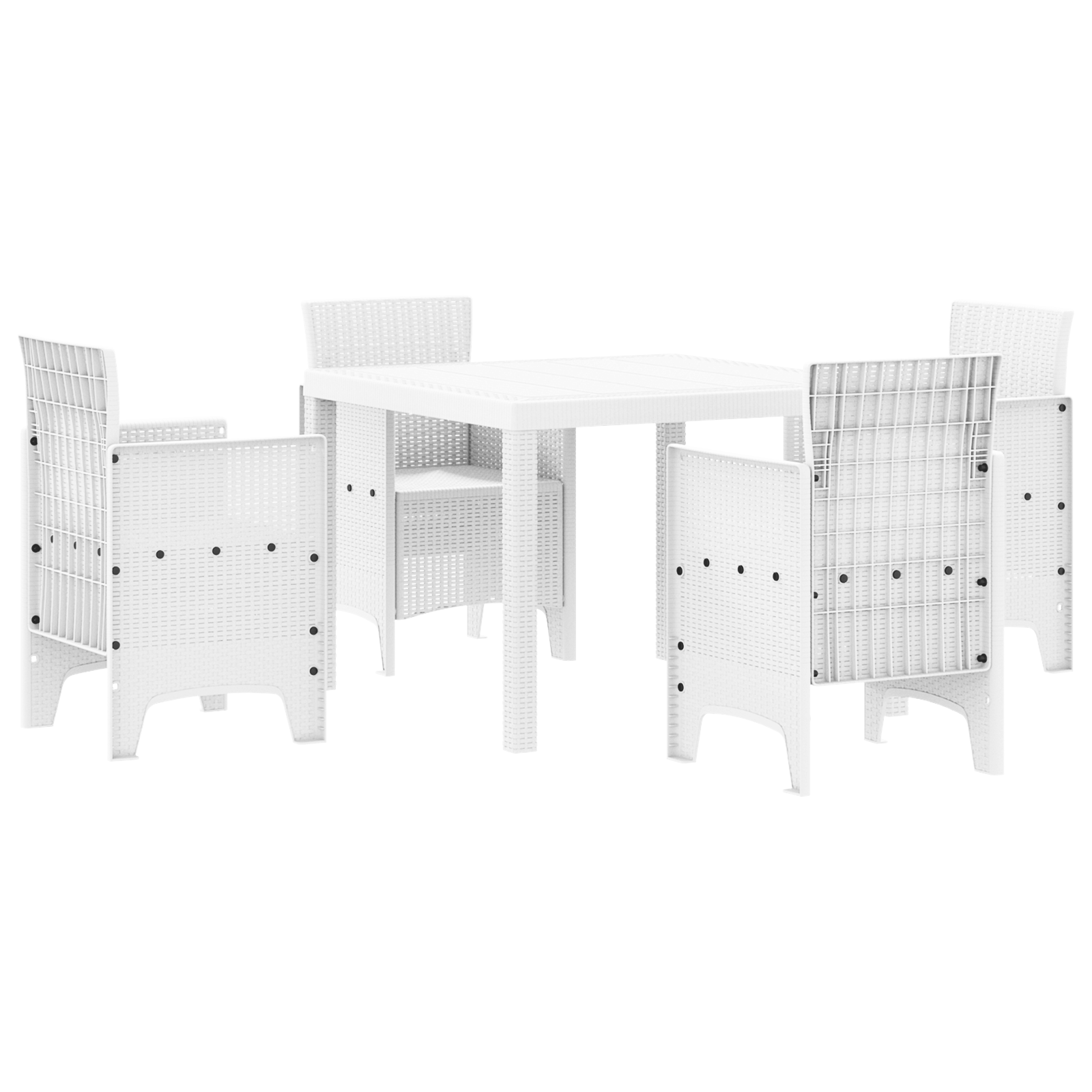 Set da Pranzo da Giardino di 5 Pezzi Bianco in Rattan Sintetico