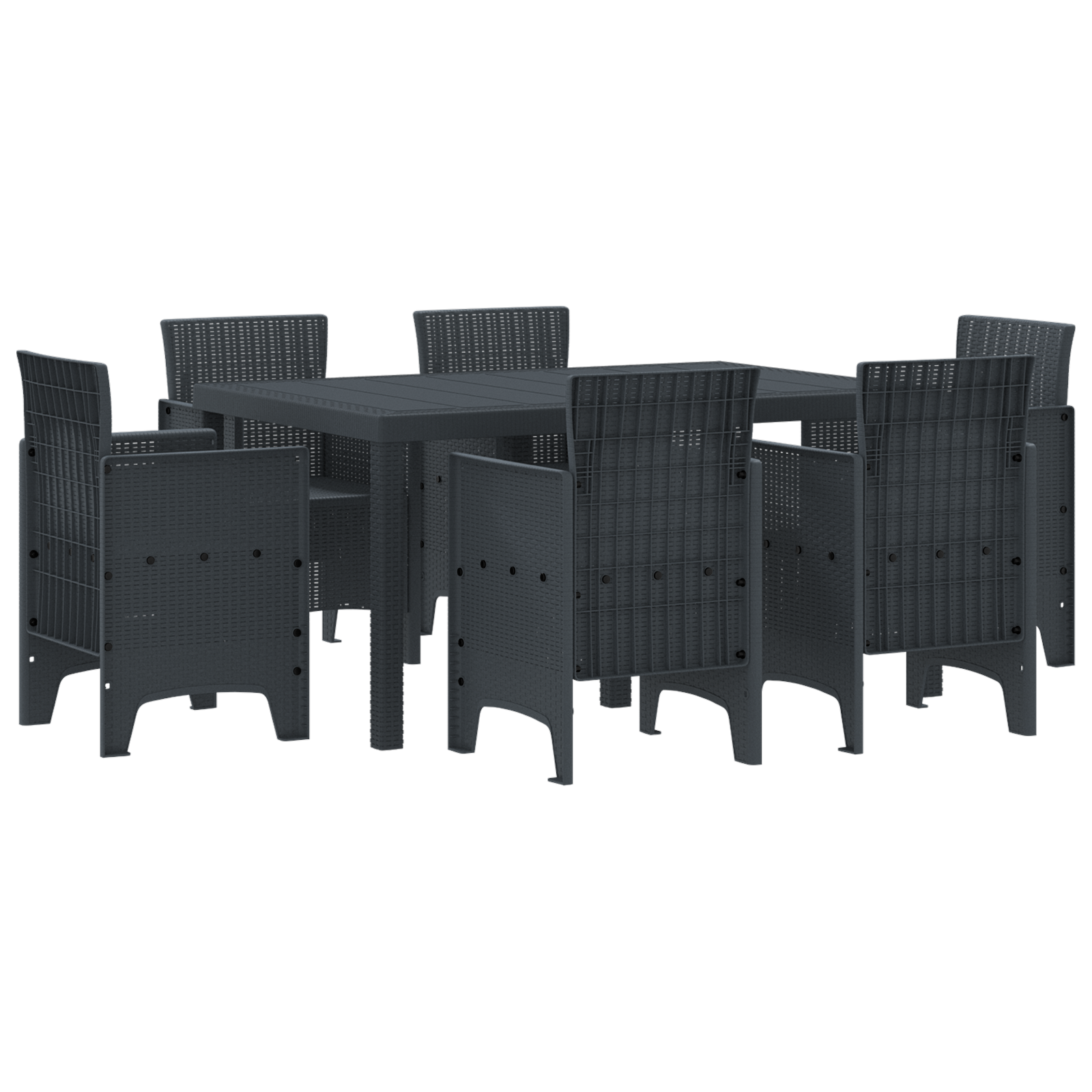 Set Pranzo Giardino 7 Pezzi Anthracite Polyrattan