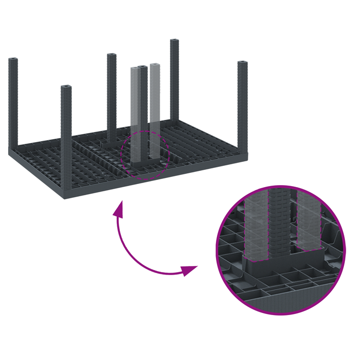Set da Pranzo da Giardino in 7 Pezzi con Cuscini Antracite Polyrattan