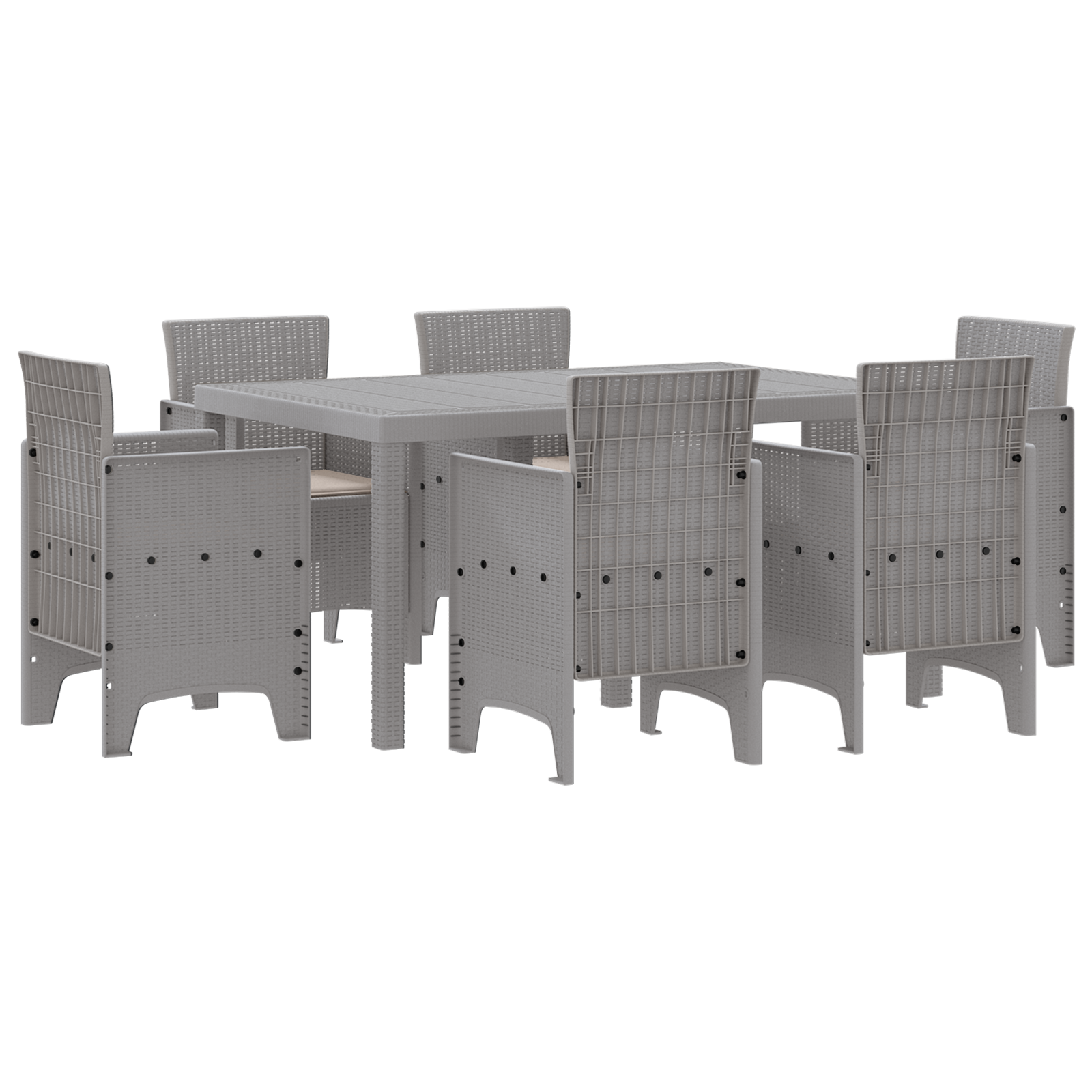 Set da Pranzo da Giardino 7 Pezzi con Cuscini Grigio Chiaro Rattan Sintetico