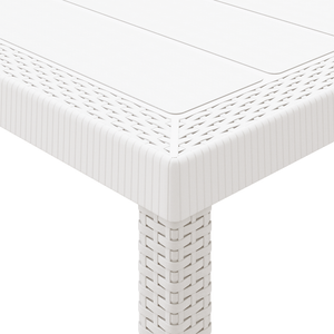 Set da pranzo da giardino 9 pezzi con cuscini bianchi in polyrattan