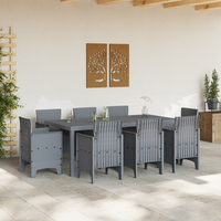 Set Pranzo Giardino 9 Pezzi Grigio Chiaro Polyrattan