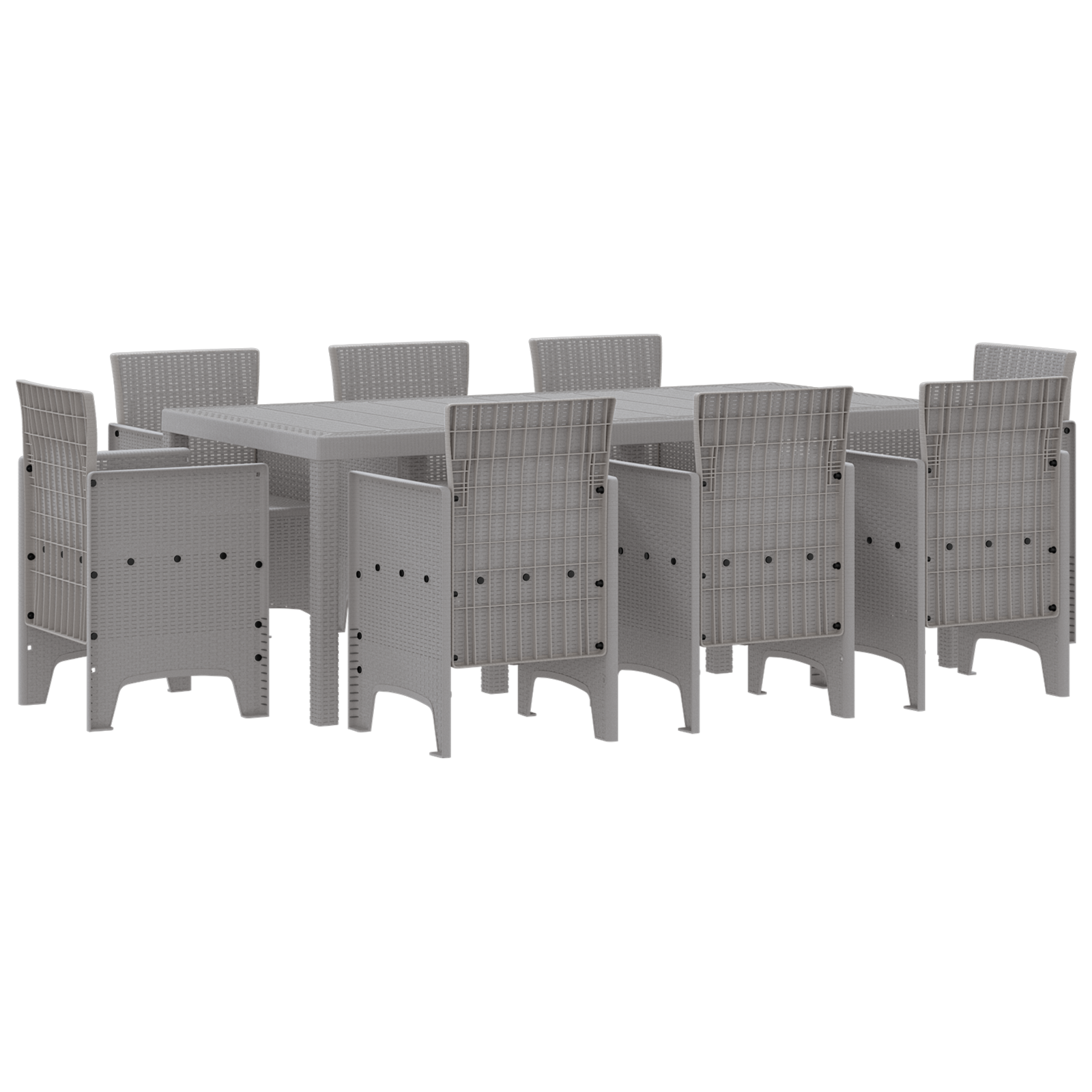 Set Pranzo Giardino 9 Pezzi Grigio Chiaro Polyrattan