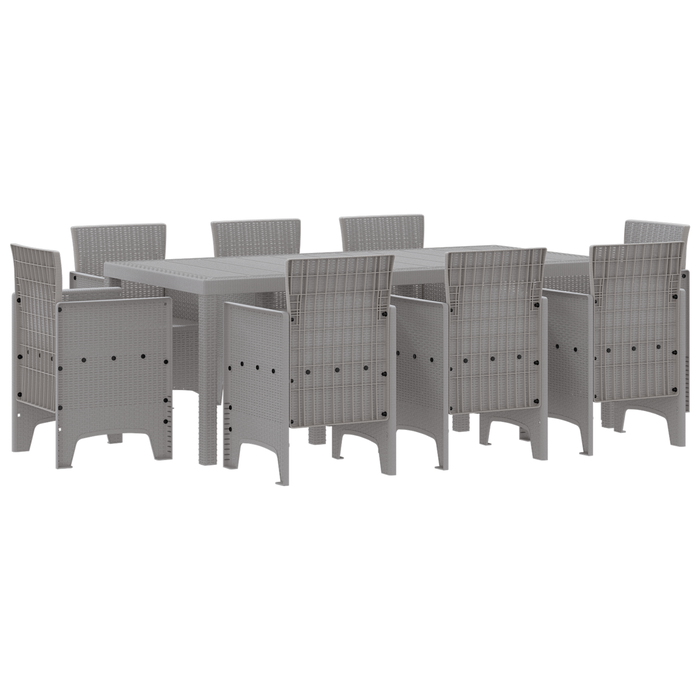 Set Pranzo Giardino 9 Pezzi Grigio Chiaro Polyrattan