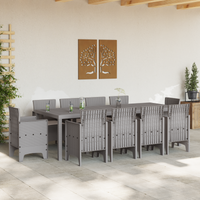 Set da Pranzo per Giardino 11 Pezzi con Cuscini Rattan Sintetico Grigio Chiaro