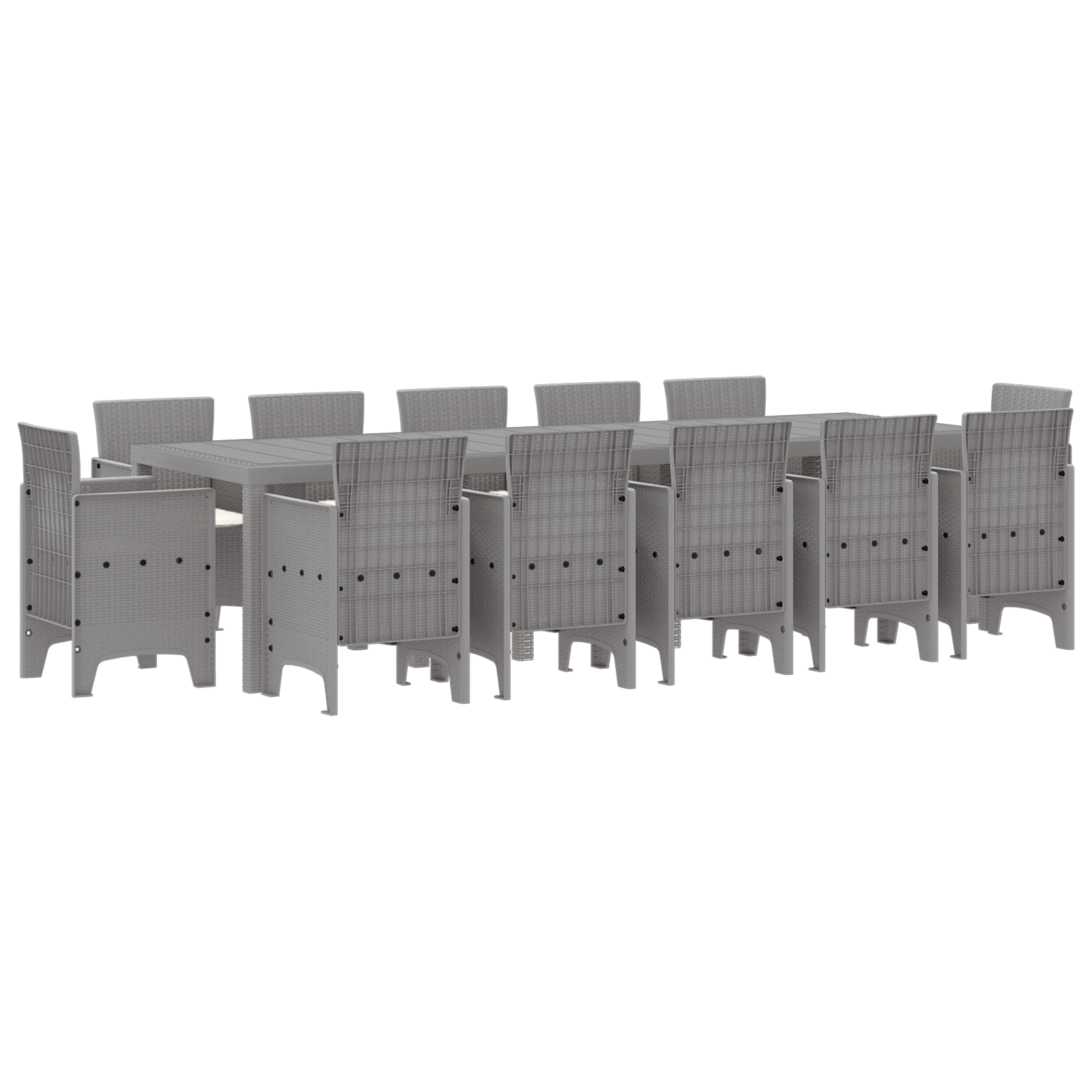 Set da Pranzo da Giardino  da 13 Pezzi con Cuscini Grigio Chiaro Polyrattan