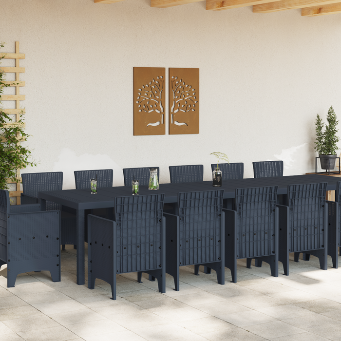 Set da pranzo da giardino  da 15 pezzi antracite in polyrattan