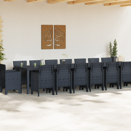 Set da Pranzo da Giardino  17 Pezzi Antracite Poly Rattan