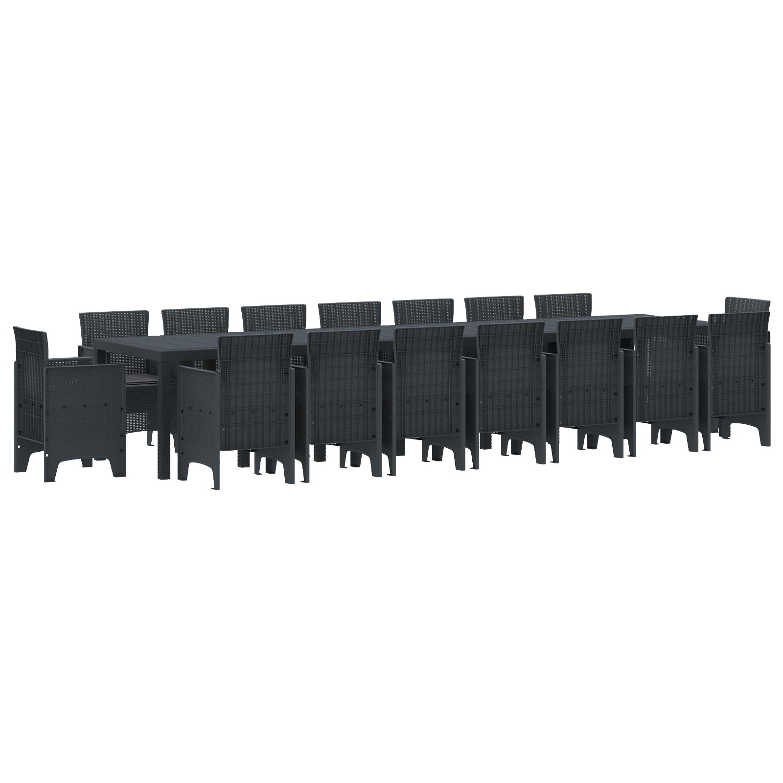 Set da Pranzo da Giardino  17 Pezzi con Cuscini Antracite Polyrattan