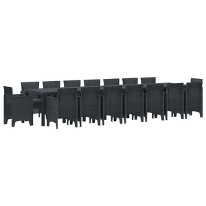 Set da Pranzo da Giardino  17 Pezzi con Cuscini Antracite Polyrattan