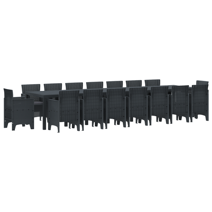 Set da Pranzo da Giardino  17 Pezzi con Cuscini Antracite Polyrattan