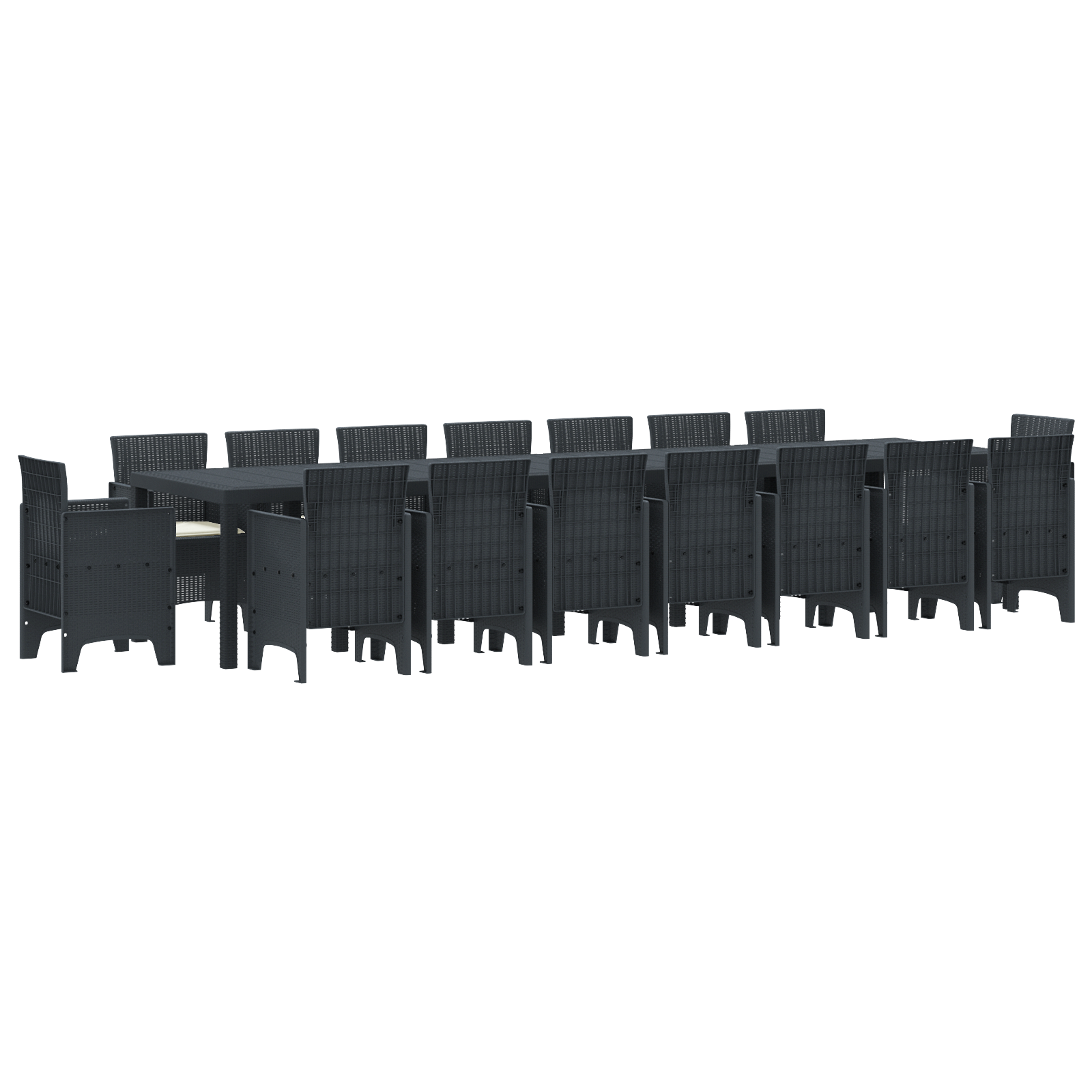 Set da pranzo da giardino  17 pezzi con cuscini antracite in polyrattan