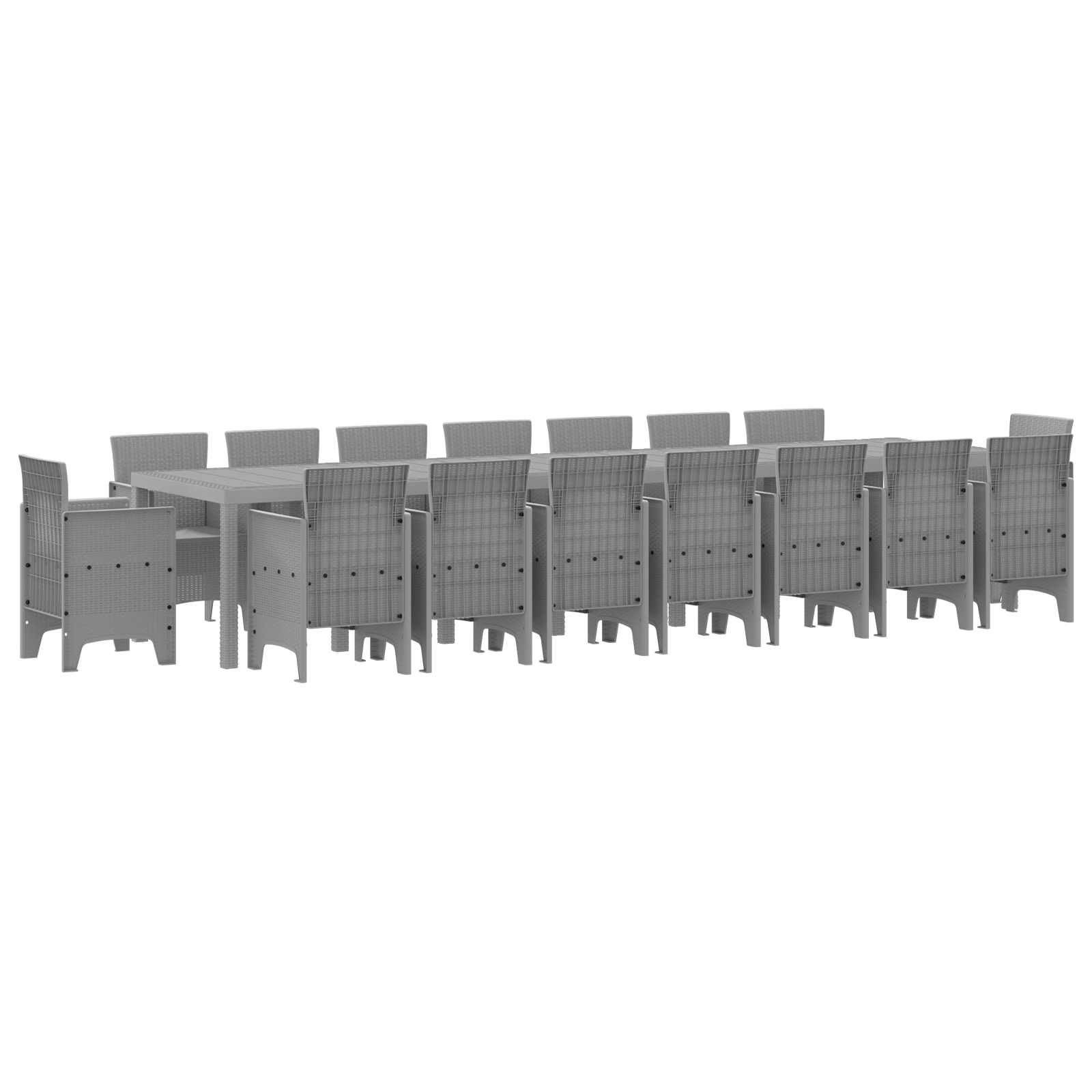 Set da Pranzo Giardino  17 Pezzi Grigio Chiaro Polyrattan