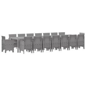 Set da Pranzo Giardino  17 Pezzi Grigio Chiaro Polyrattan