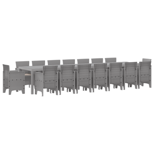 Set da pranzo da giardino  17 pezzi con cuscini Rattan polyrattan grigio chiaro