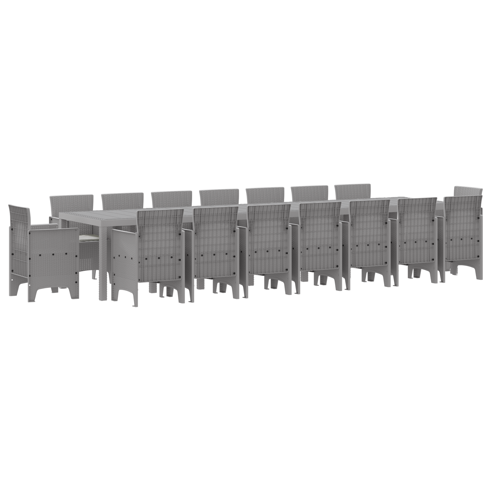 Set Pranzo Giardino  17 Pezzi con Cuscini Grigio Chiaro Polyrattan