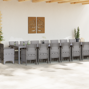 Set da Pranzo da Giardino  17 Pezzi con Cuscini Grigio Chiaro Polyrattan