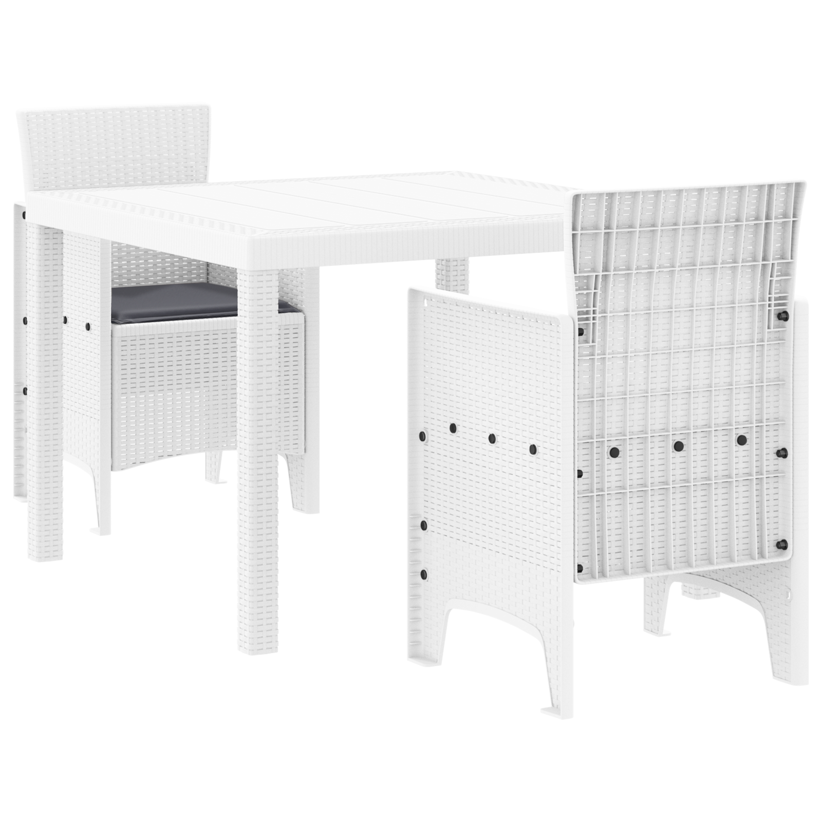 Set da pranzo da giardino 3 pezzi con cuscini Bianco Polyrattan
