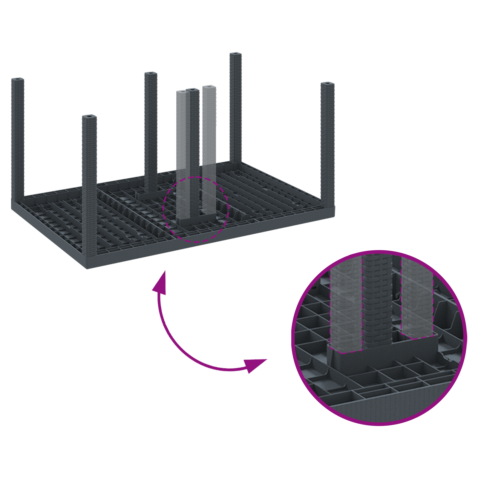 Set da Pranzo da Giardino 5 Pezzi con Cuscini Antracite Rattan Sintetico