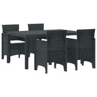 Set da Pranzo da Giardino 5 Pezzi con Cuscini Antracite Rattan Sintetico