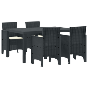 Set da Pranzo da Giardino 5 Pezzi con Cuscini Antracite Rattan Sintetico