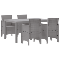 Set pranzo giardino 5 pezzi rattan sintetico grigio chiaro