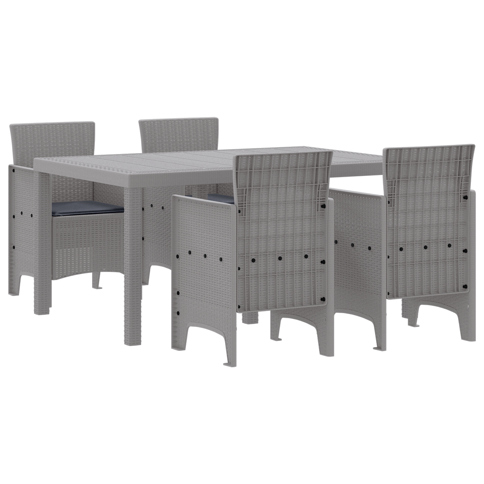Set da Pranzo da Giardino da 5 Pezzi con Cuscini Rattan Sintetico Grigio Chiaro