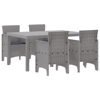 Set da Pranzo da Giardino da 5 Pezzi con Cuscini Rattan Sintetico Grigio Chiaro