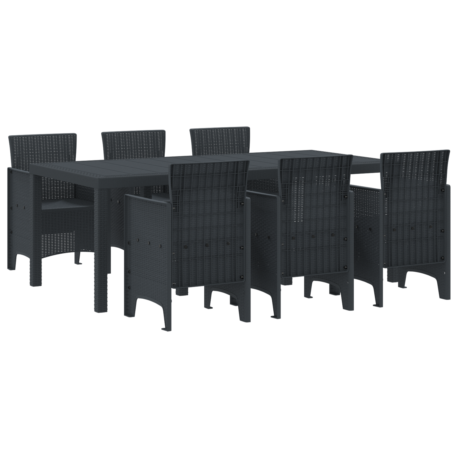 Set da Pranzo da Giardino 7 Pezzi Antracite Polirattan