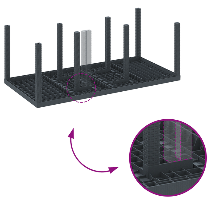 Set pranzo giardino 7 pezzi con cuscini Anthracite Polyrattan