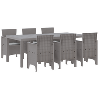 Set da Pranzo da Giardino 7 Pezzi con Cuscini Grigio Chiaro in Rattan Sintetico