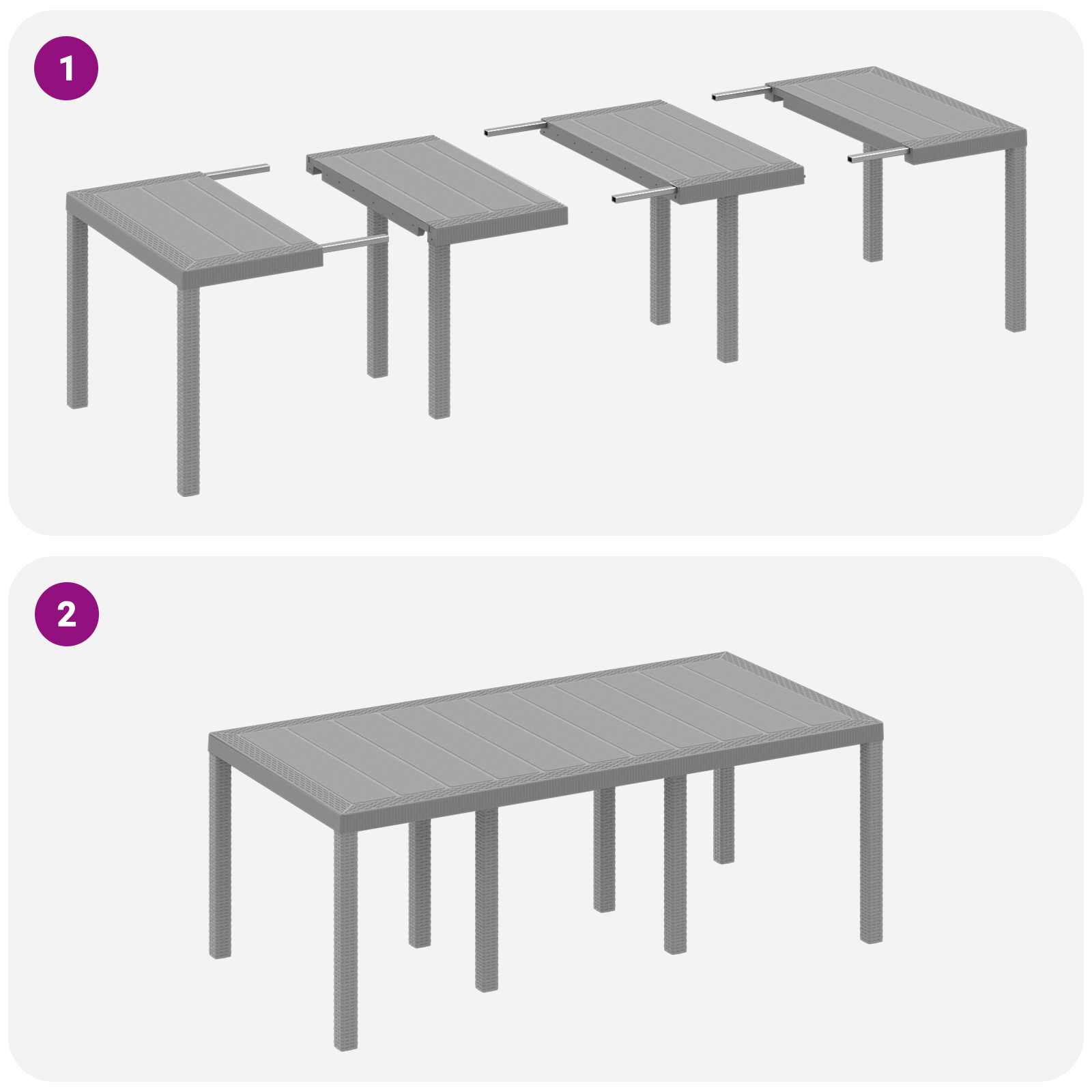 Set da pranzo da giardino 7 pezzi con cuscini grigio chiaro in polyrattan