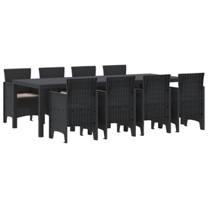Set Pranzo Giardino 9 Pezzi con Cuscini Rattan Plastico Anthracite