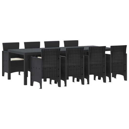 Set da Pranzo Giardino 9 Pezzi con Cuscini Rattan Polimerico Anthracite