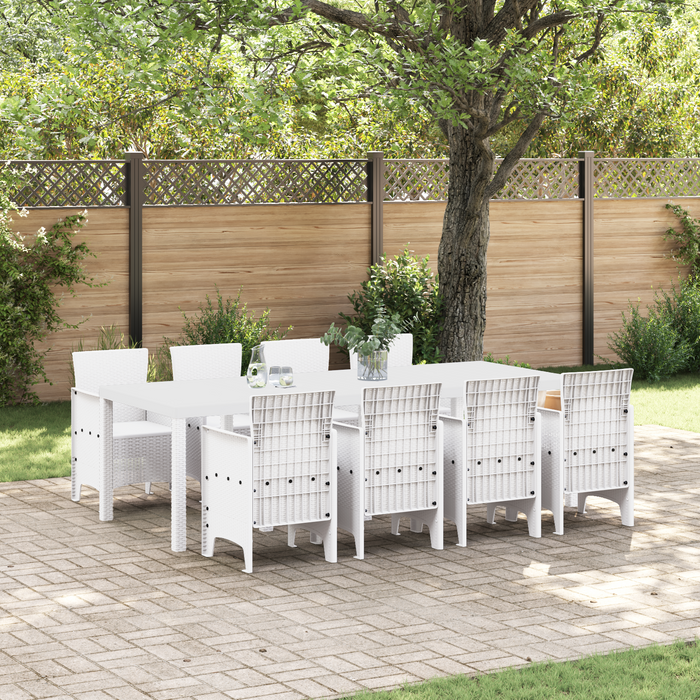 Set da Pranzo da Giardino 9 Pezzi Grigio Chiaro in Polyrattan
