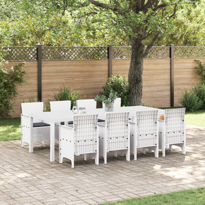 Set da Pranzo da Giardino 9 Pezzi con Cuscini Grigio Chiaro in Rattan Sintetico