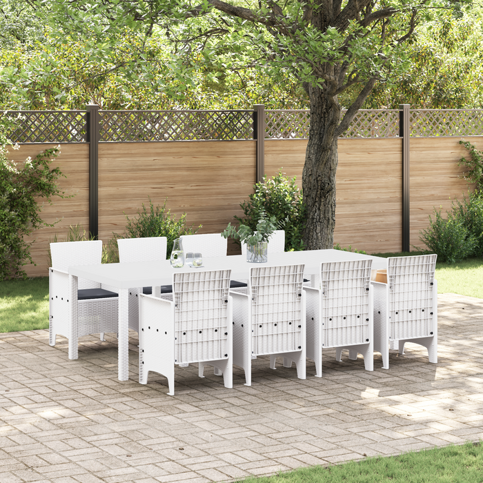 Set da Pranzo da Giardino 9 Pezzi con Cuscini Grigio Chiaro in Rattan Sintetico