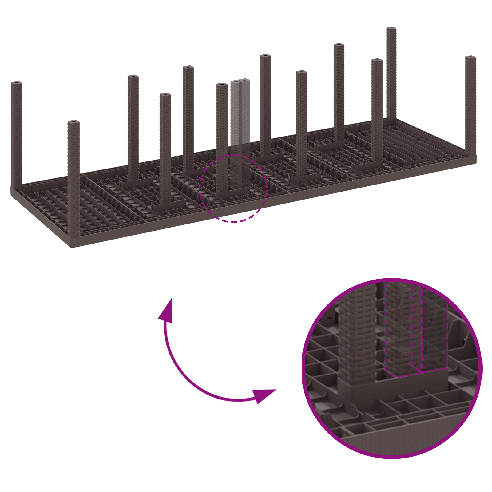 Set da Pranzo da Giardino  11 Pezzi in Rattan Poliestere Marrone