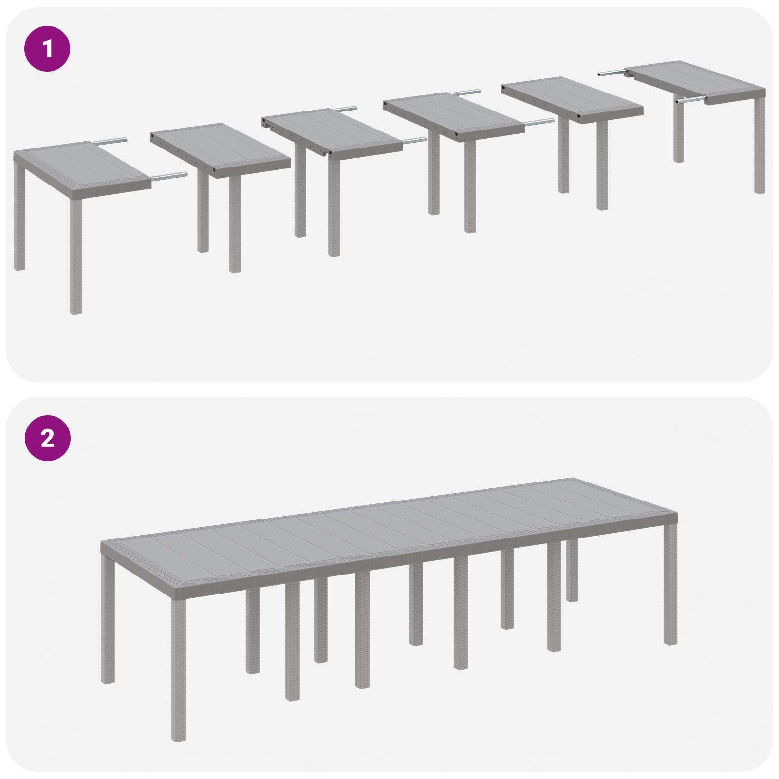 Set da Pranzo da Giardino 11 pezzi con Cuscini Grigio Chiaro Polyrattan