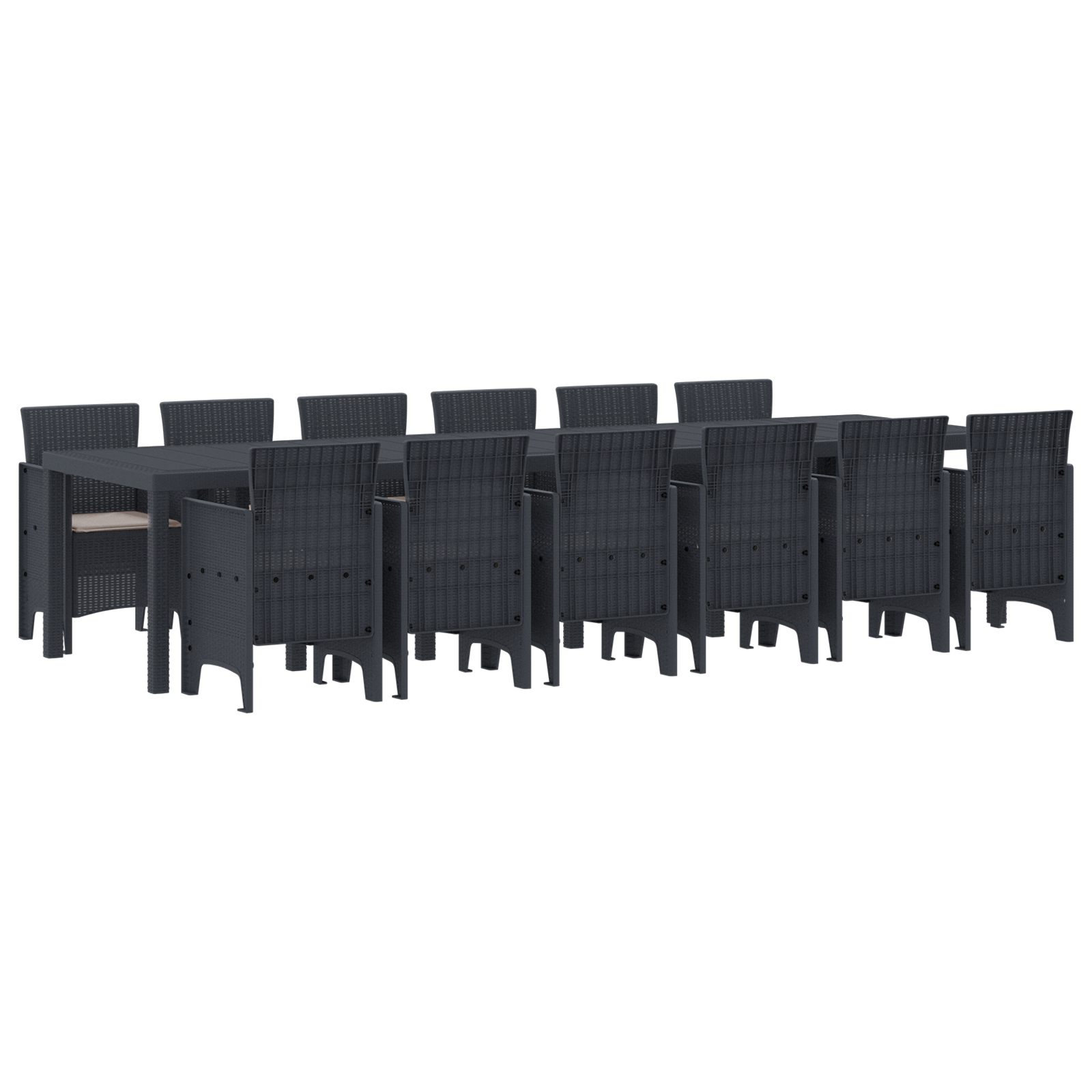 Set pranzo giardino  13 pezzi con cuscini Antracite Polyrattan