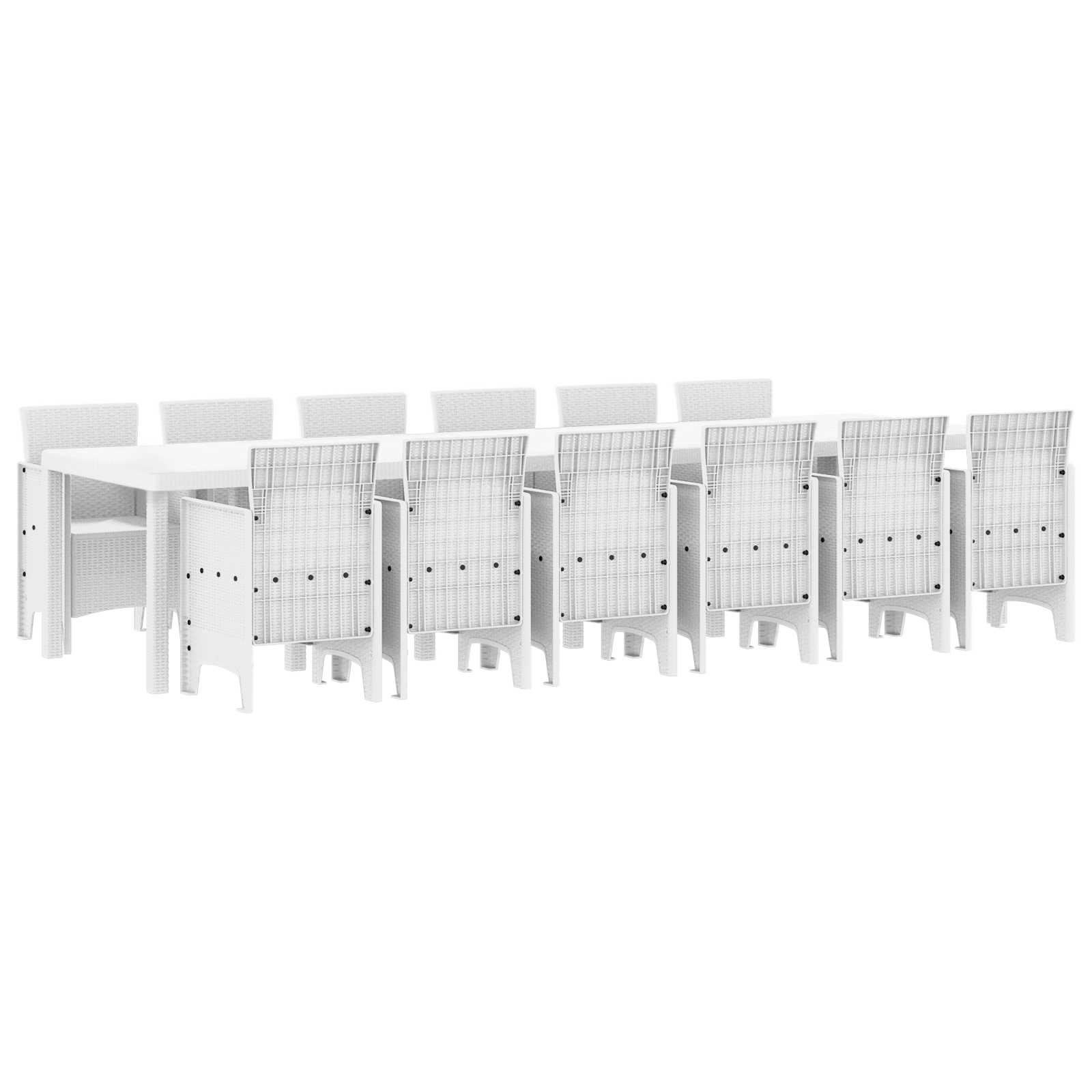 Set da Pranzo da Giardino  13 Pezzi Bianco Polirattan