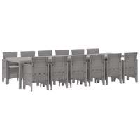 Set da pranzo da giardino  con cuscini grigio chiaro in polyrattan