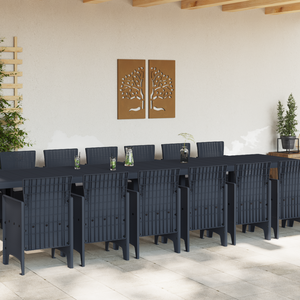 Set da pranzo da giardino  15 pezzi con cuscini antracite polyrattan