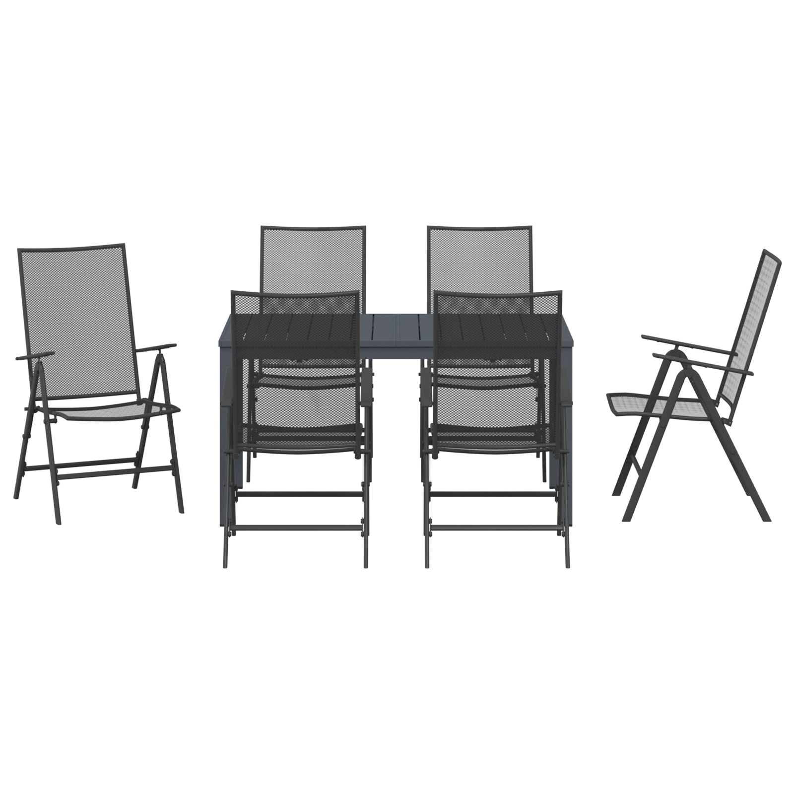 Set pranzo giardino 7 pezzi in acciaio antracite