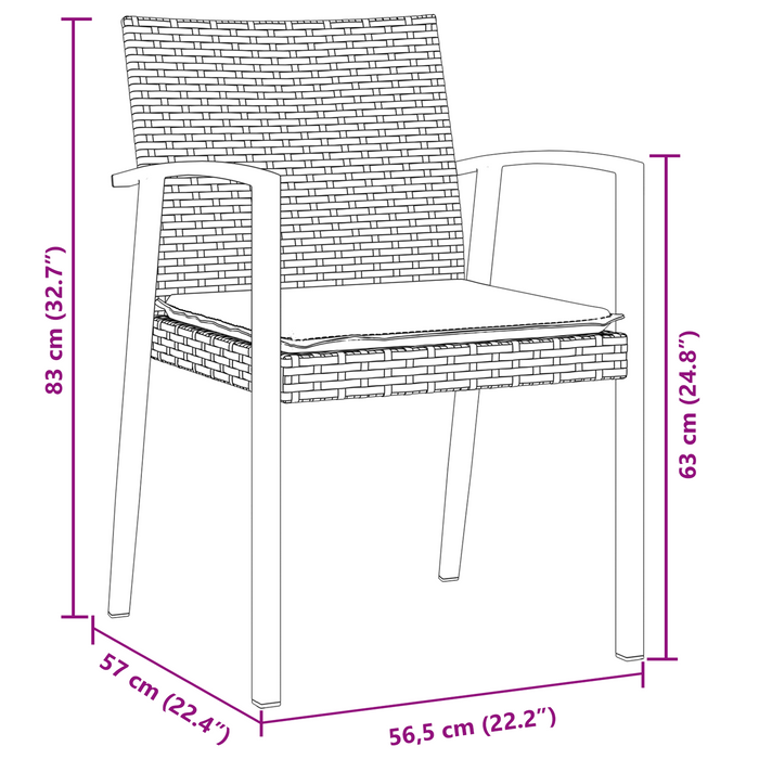 Set di 3 Marrone Rattan PE Medio Robusto Rettangolare