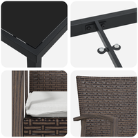 Set da pranzo da giardino 7 pezzi con cuscini in polirattan marrone