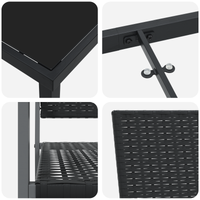 Set di 5 Nero Rattan PE, Acciaio verniciato a polvere